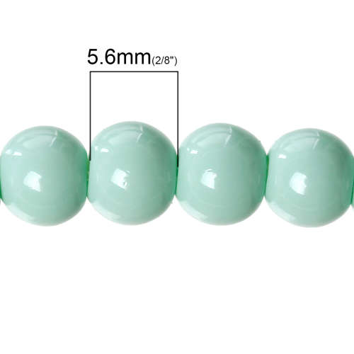 GLASS BEADS - ROUND - MINT GREEN - 6mm - 10 PCS