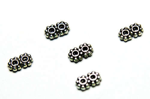 ANTIQUE SILVER - 2 HOLE - THREAD - DAISY SPACERS - 4x7mm