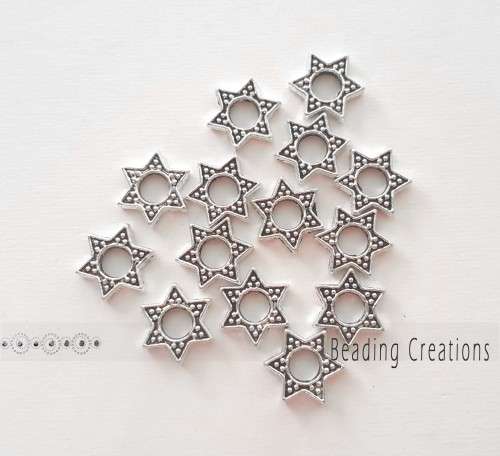 Bead Frames Antique Silver Stars