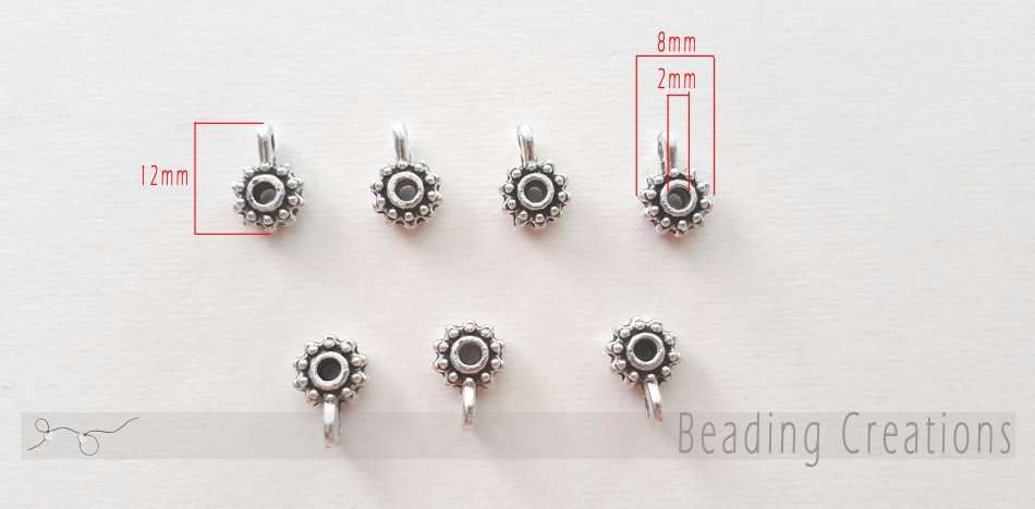 ANTIQUE SILVER DAISY CHARM CONNECTOR SLIDING BAILS