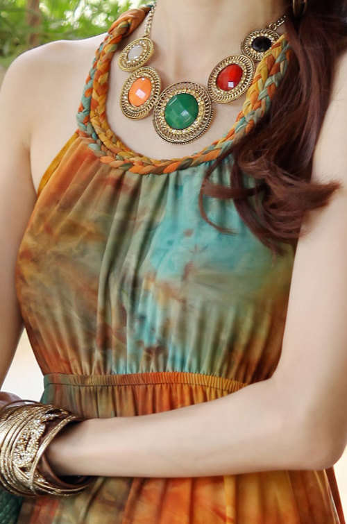 CLASSIC BRAIDED NECK MAXI DRESS - ONE SIZE