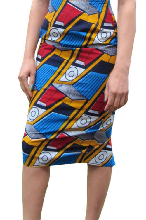 AFRICAN FASHION PRINT MIDI SKIRT - S/M/L