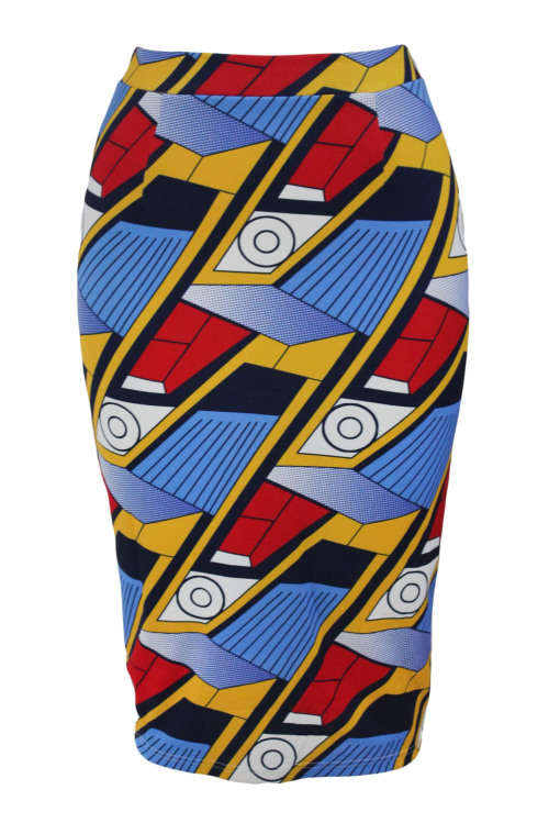 AFRICAN FASHION PRINT MIDI SKIRT - S/M/L