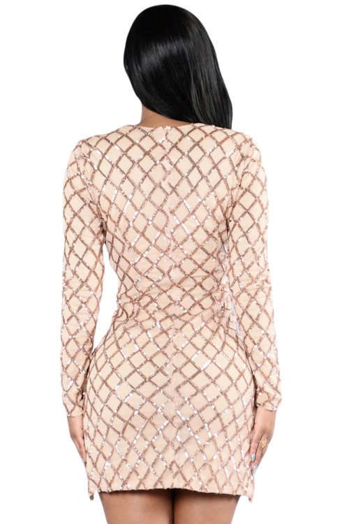 SEQUIN DOUBLE SLIT MINI CLUB DRESS