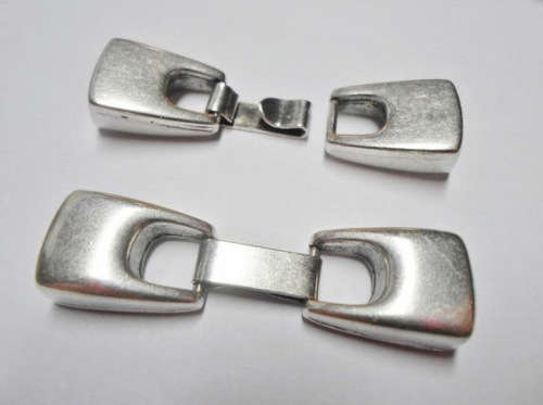 SILVER END CAPS SNAP CLASP FOR LEATHER CORD INCLUDES DECO SLIDER