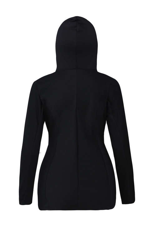 BLACK LOOSE FITTING LACE UP HOODIE - SMALL TO PLUS SIZE