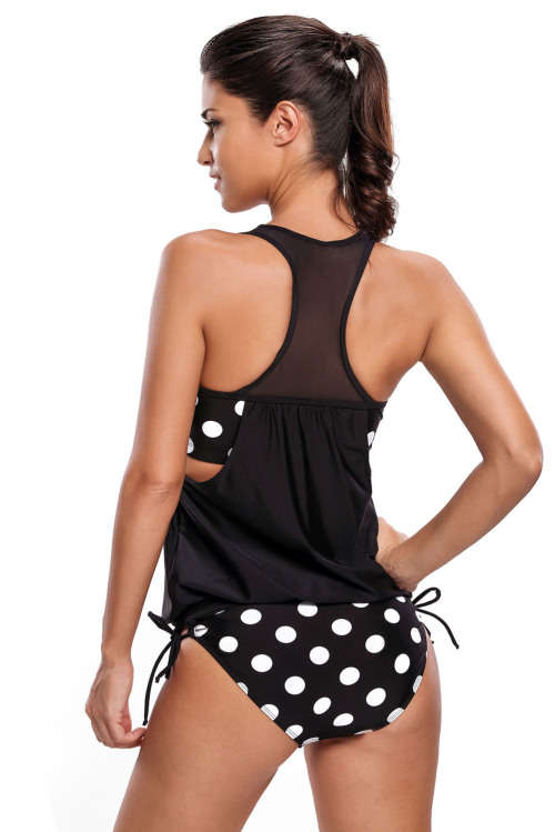 SWIMSUIT/LADIES SWIMSUIT/TANKINI SWIMSUIT/BLACK WHITE POLKA DOT TANKINI SWIMSUIT/LOCAL STOCK