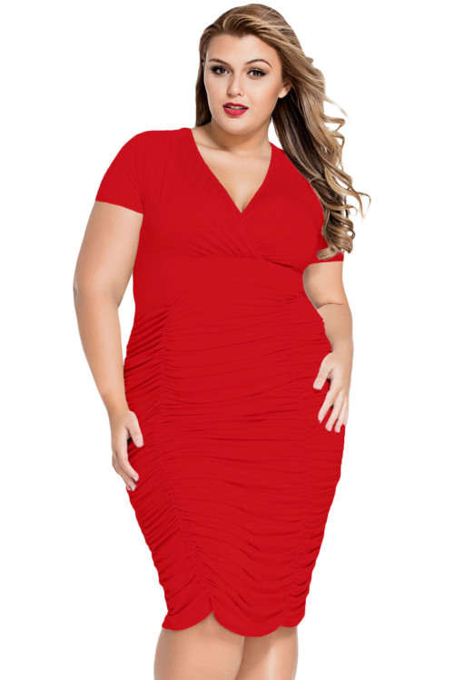 ***PLUS SIZE*** PRETTY RED PLEATED MIDI DRESS - L/XL/2XL/3XL