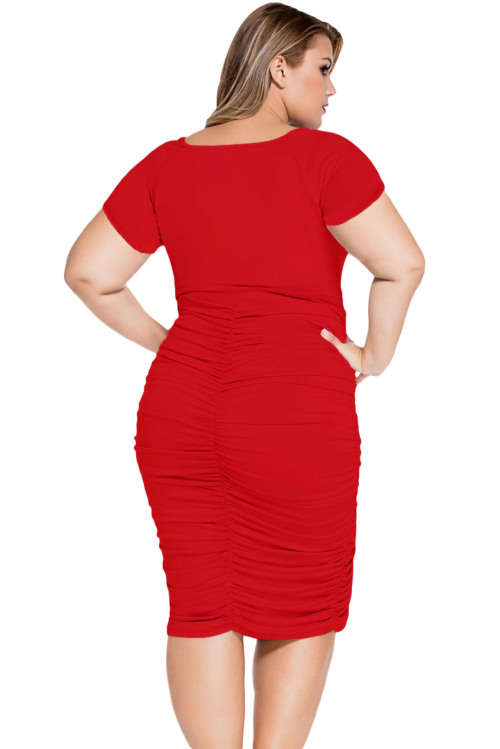 ***PLUS SIZE*** PRETTY RED PLEATED MIDI DRESS - L/XL/2XL/3XL