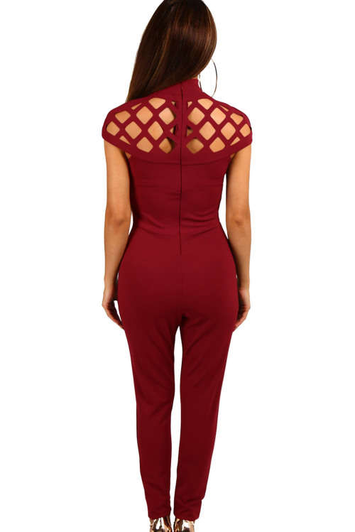 LOVELY PLUM CAGE TOP SKINNY FIT JUMPSUIT - S/M/L