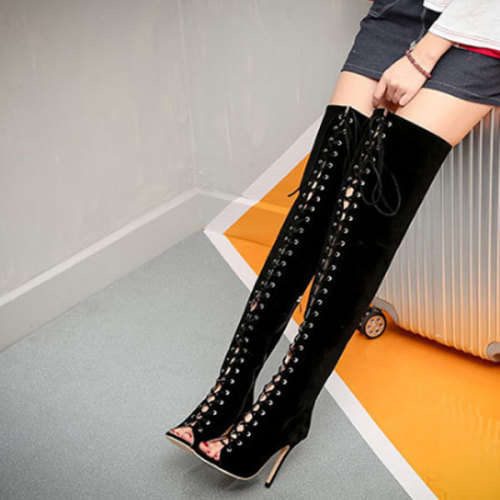 BOOTS/WOMENS BOOTS/THIGH HIGH BOOTS/BLACK BOOTS
