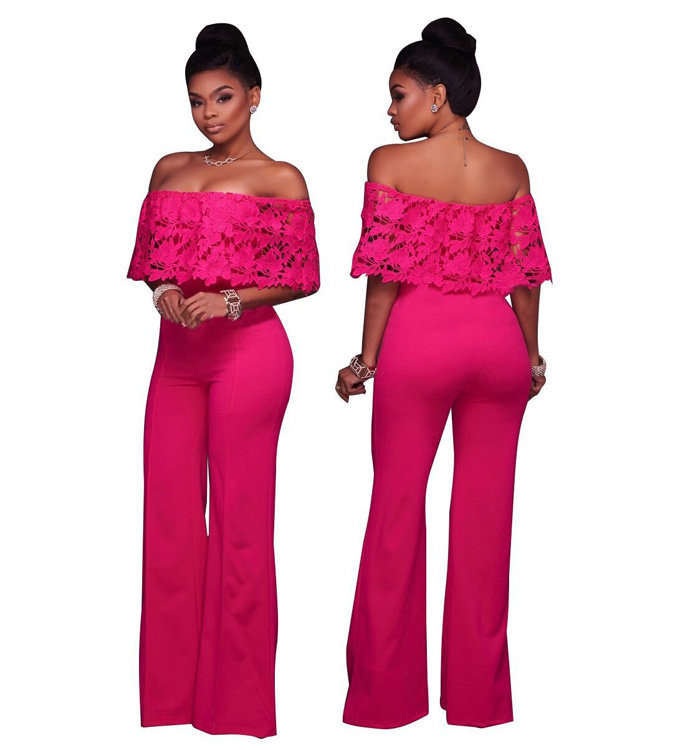 JUMPSUIT/JUMPSUITS/LACE JUMPSUITS/PINK JUMPSUITS/OFF SHOULDER JUMPSUIT/WIDE LEG JUMPSUITS