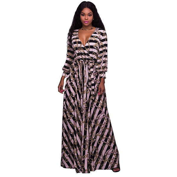DRESSES/MAXI DRESS/PRINTED DRESS/BELTED DRESS/LONG SLEEVE DRESS