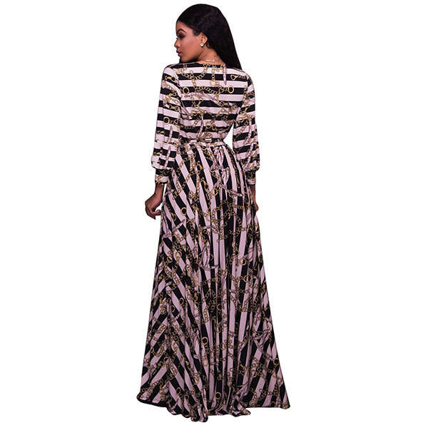 DRESSES/MAXI DRESS/PRINTED DRESS/BELTED DRESS/LONG SLEEVE DRESS