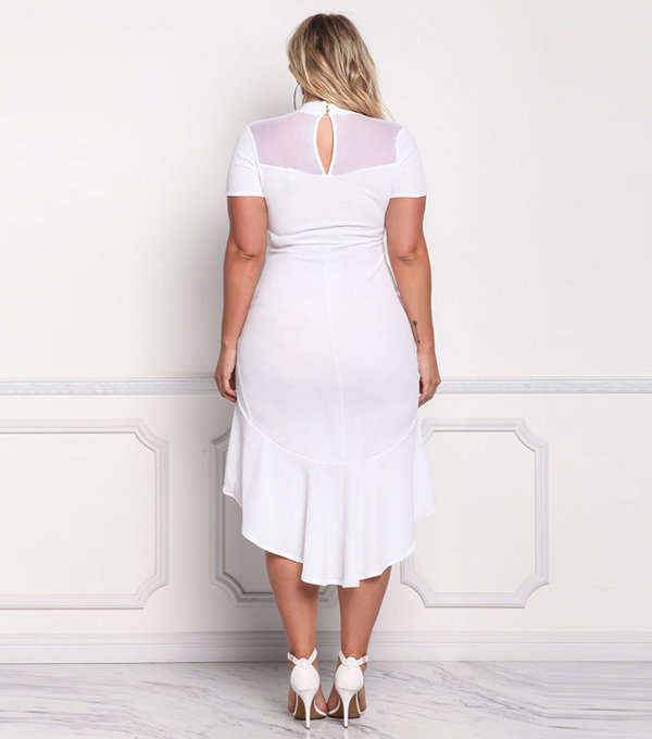 DRESSES/EVENING DRESS/PLUS SIZE FORMAL EVENING DRESS/WHITE DRESS