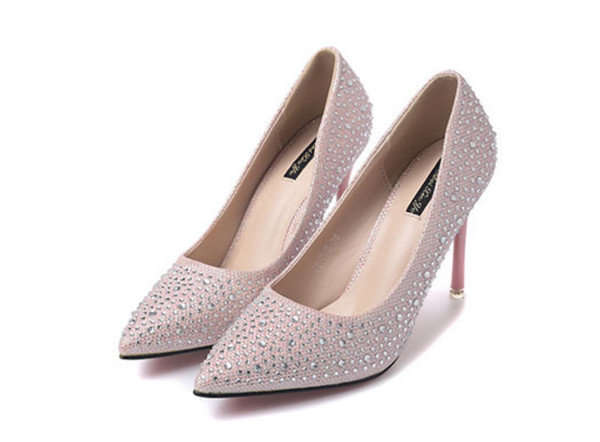 SHOES/WOMENS SHOES/BRIDAL SHOES/WEDDING SHOES/FORMAL SHOES/DIAMANTE DETAIL PINK PUMPS SHOES