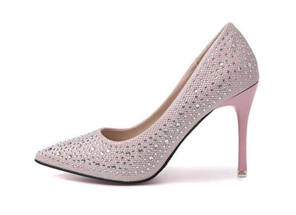 SHOES/WOMENS SHOES/BRIDAL SHOES/WEDDING SHOES/FORMAL SHOES/DIAMANTE DETAIL PINK PUMPS SHOES