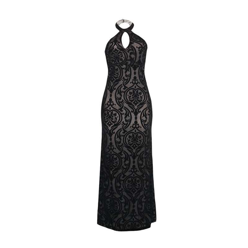 Halter Black Evening Dress