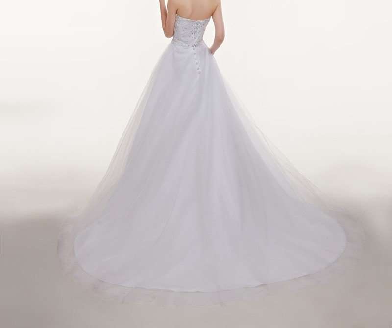 Trailing White Wedding Dress