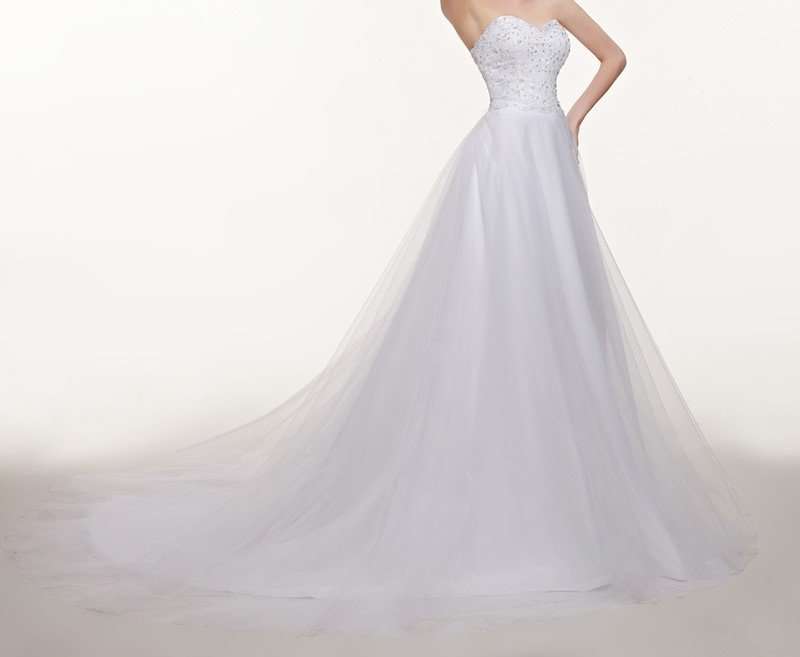 Trailing White Wedding Dress