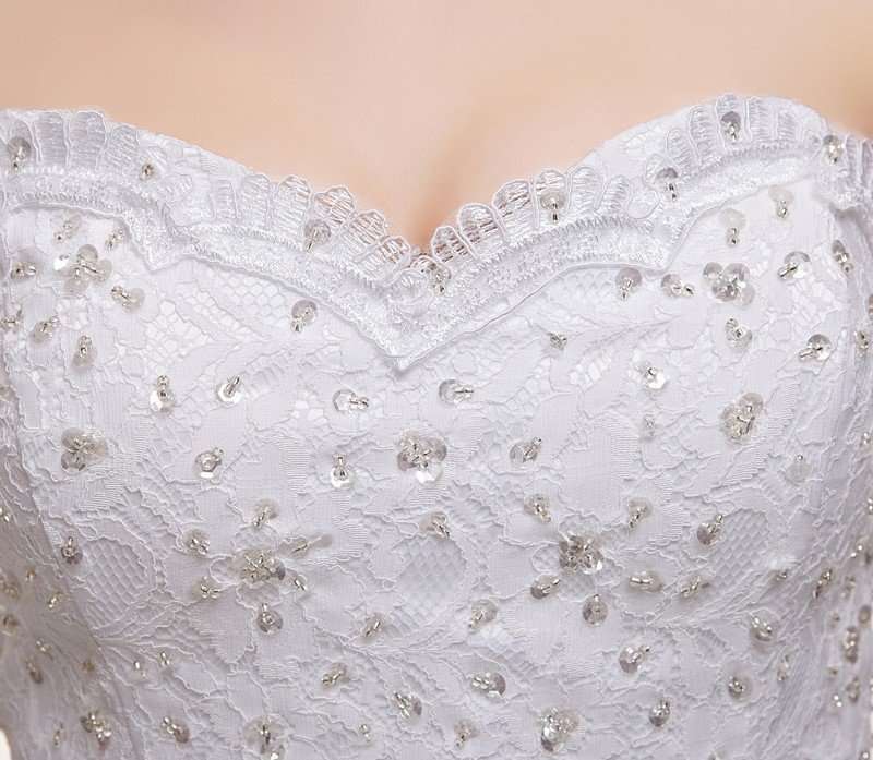 Trailing White Wedding Dress