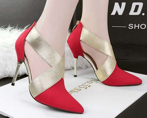 SHOES/WOMENS SHOES/STILETTO PUMP SHOES/RED POINTED TOE ZIPPER PUMP SHOES