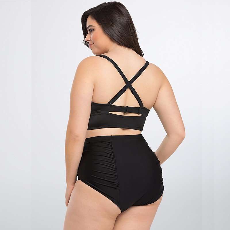 PLUS SIZE SWIMSUIT/HIGH WAIST SWIMWEAR/CURVY BLACK HIGH WAIST SWIMSUIT