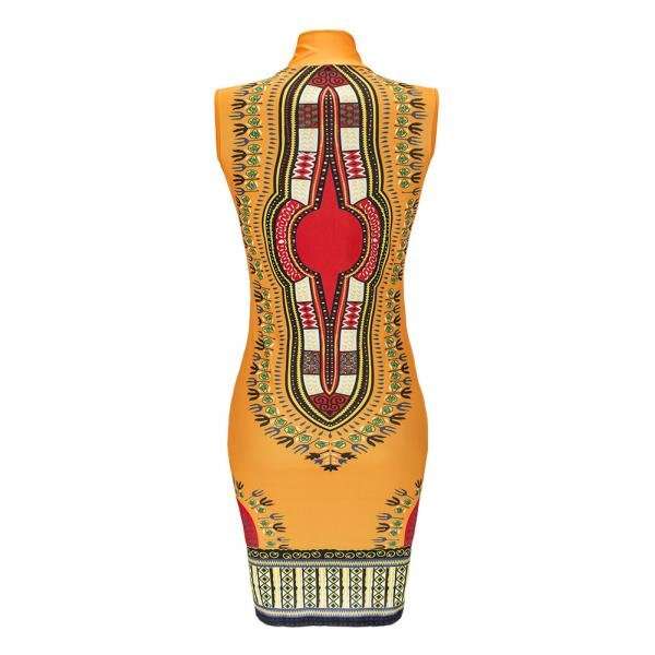 DRESS/WOMENS DRESSES/BODYCON DRESS/AFRICAN PRINT TURTLE NECK KNEE-LENGTH TANK DRESS