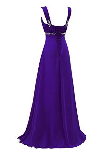 Purple Chiffon Lace Up Bridesmaid Dress