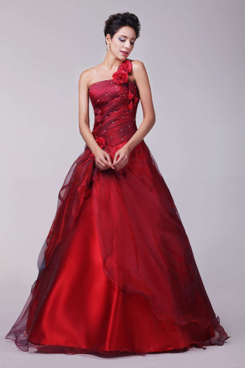 Red Quinceanera  Party Evening Bridesmaid Dress Ball Gown