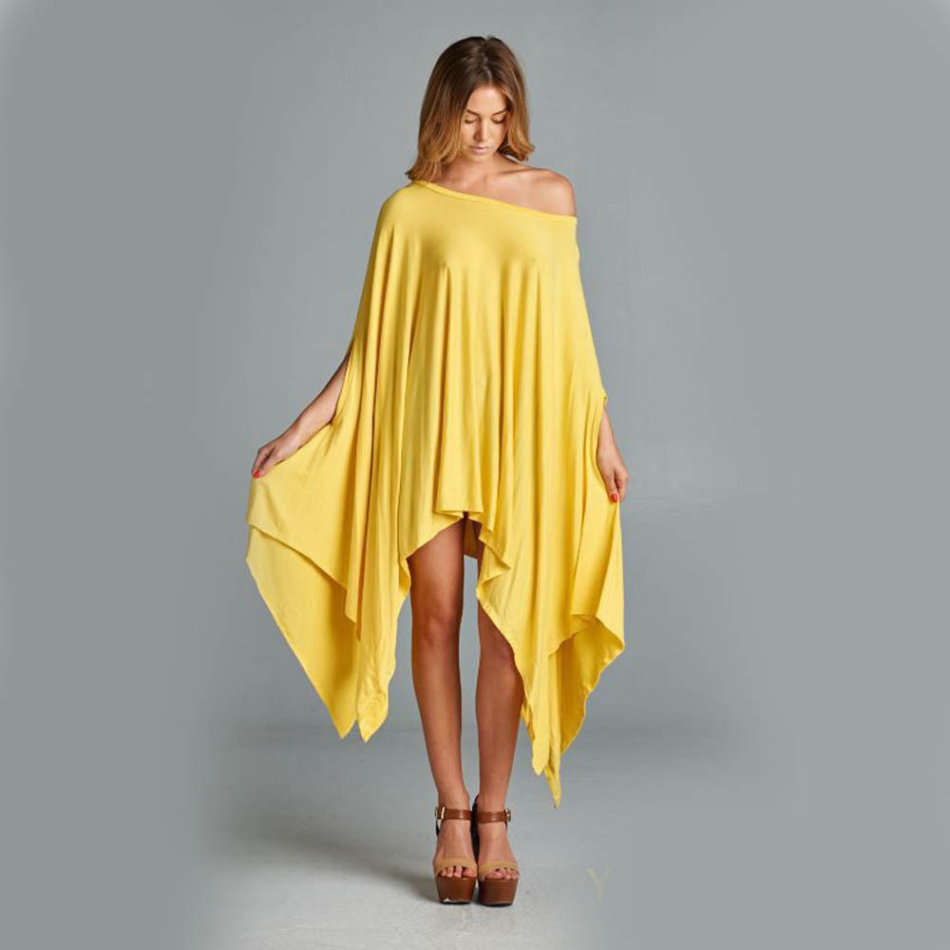 DRESSES/DRESS/SHIRT DRESS/CASUAL DRESS/YELLOW ASYMMETRICAL LOOSE FIT CASUAL SHIRT DRESS