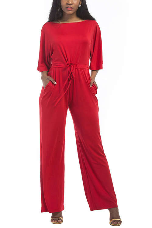 JUMPSUIT/JUMPSUITS/PLUS SIZE JUMPSUITS/RED JUMPSUITS/WIDE LEG JUMPSUIT/LOCAL STOCK JUMPSUIT