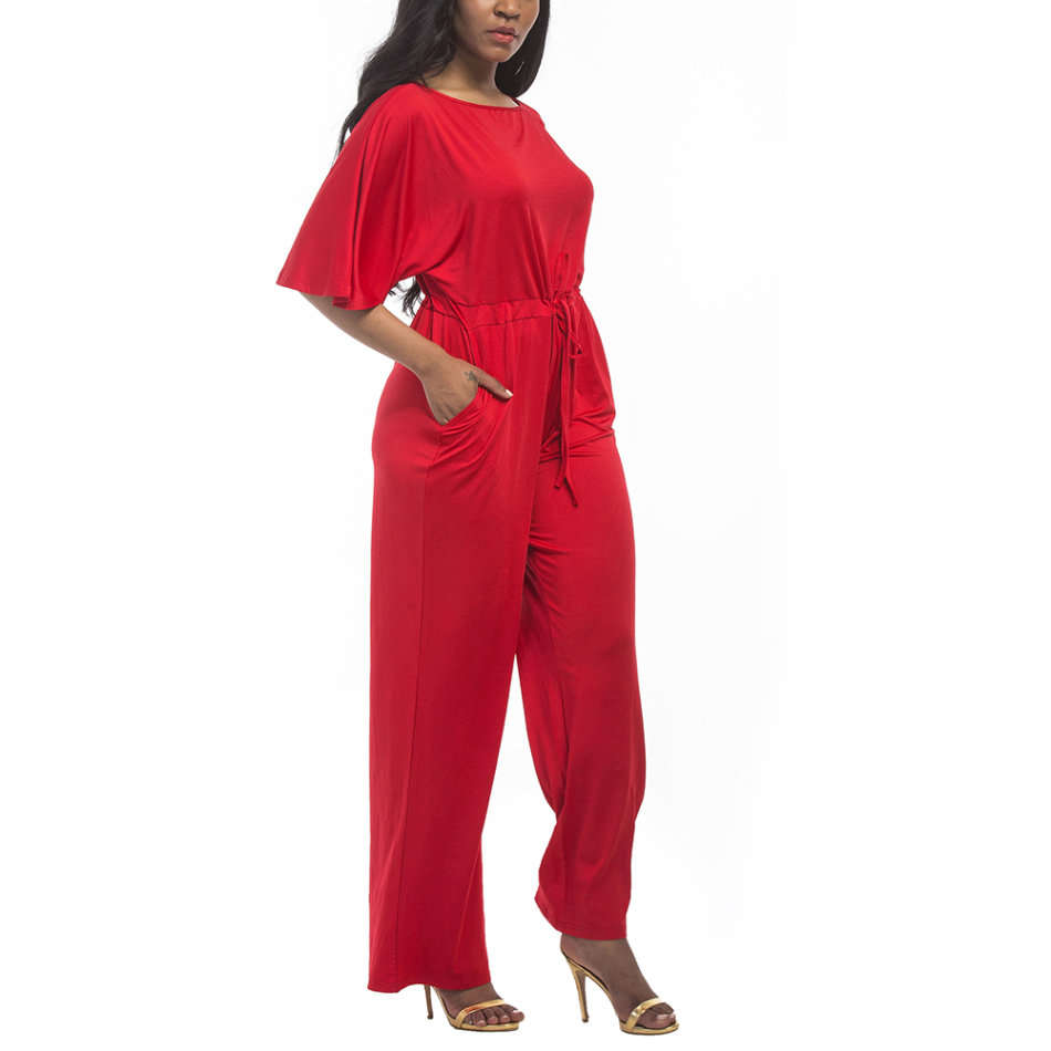 JUMPSUIT/JUMPSUITS/PLUS SIZE JUMPSUITS/RED JUMPSUITS/WIDE LEG JUMPSUIT/LOCAL STOCK JUMPSUIT