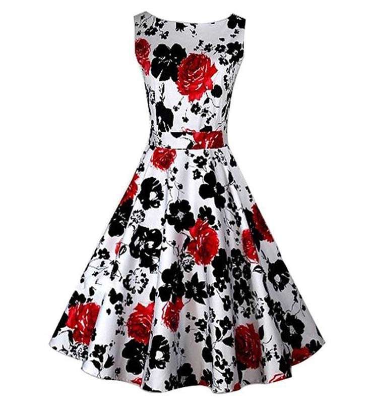 VINTAGE DRESS/FLORAL DRESS/RETRO DRESS/LOCAL STOCK DRESS/RED FLORAL SWING ROCKABILLY MIDI DRESS