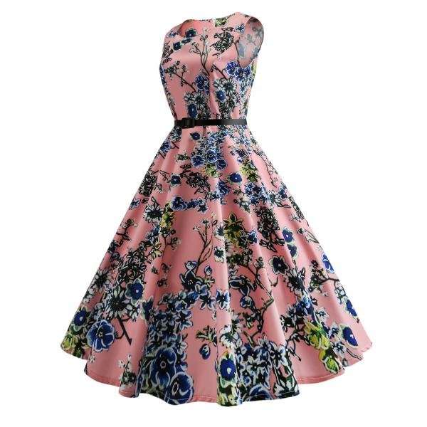 VINTAGE DRESS/FLORAL DRESS/A LINE DRESS/60'S DRESS/BELTED DRESS/FIT AND FLARE DRESS