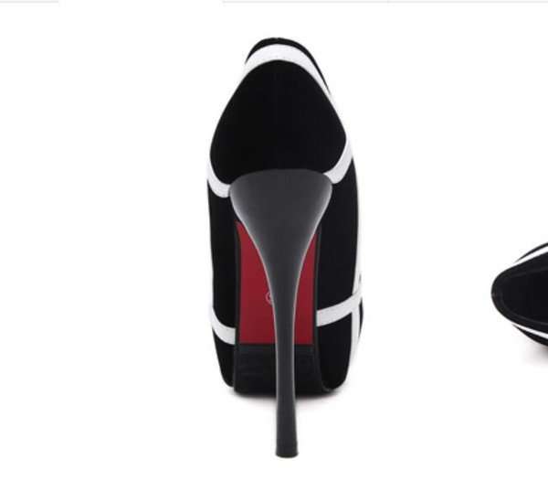 Women's Black And White Stiletto Heels Contrast Pumps Shoes