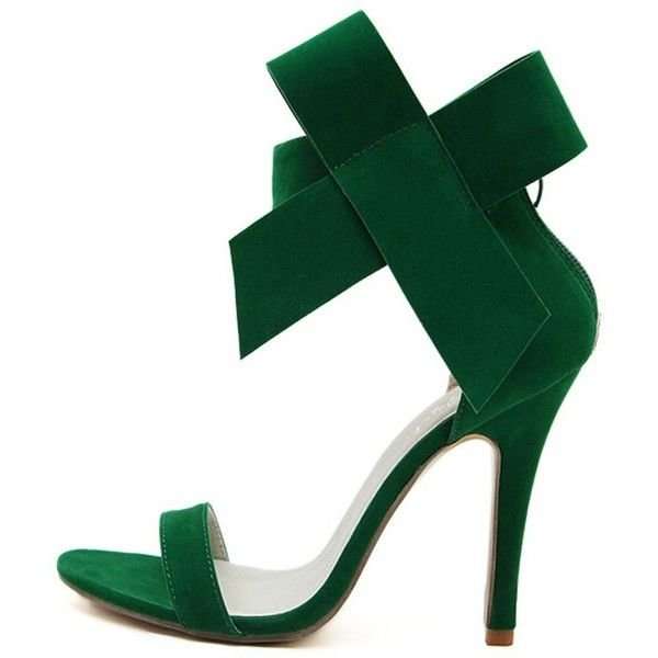 SHOES/WOMEN'S SHOES/GREEN SHOES/STILETTO SHOES/SUEDE SHOES/BOW DECOR SANDALS