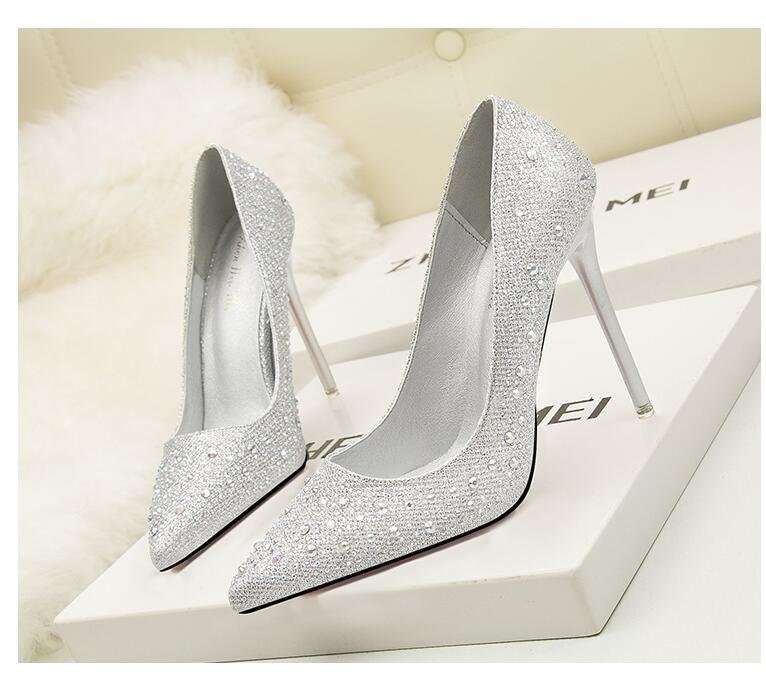 Silver Bridal Wedding Stiletto Shoes