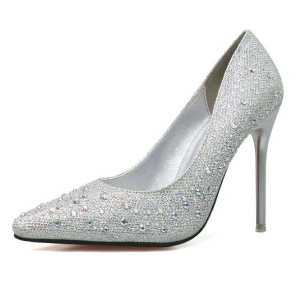 Silver Bridal Wedding Stiletto Shoes