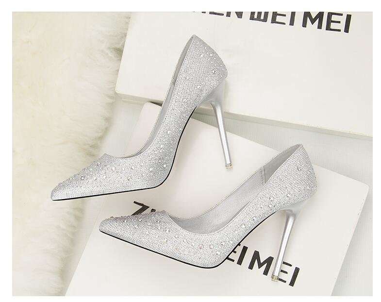 Silver Bridal Wedding Stiletto Shoes