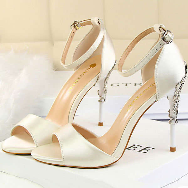 White Bridal Wedding Stiletto Satin Shoes