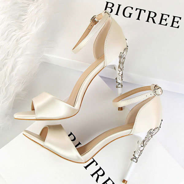 White Bridal Wedding Stiletto Satin Shoes