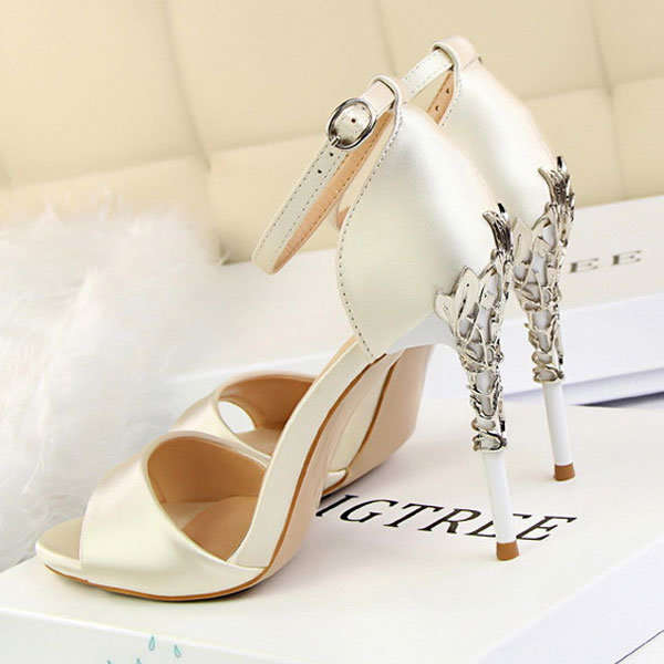 White Bridal Wedding Stiletto Satin Shoes