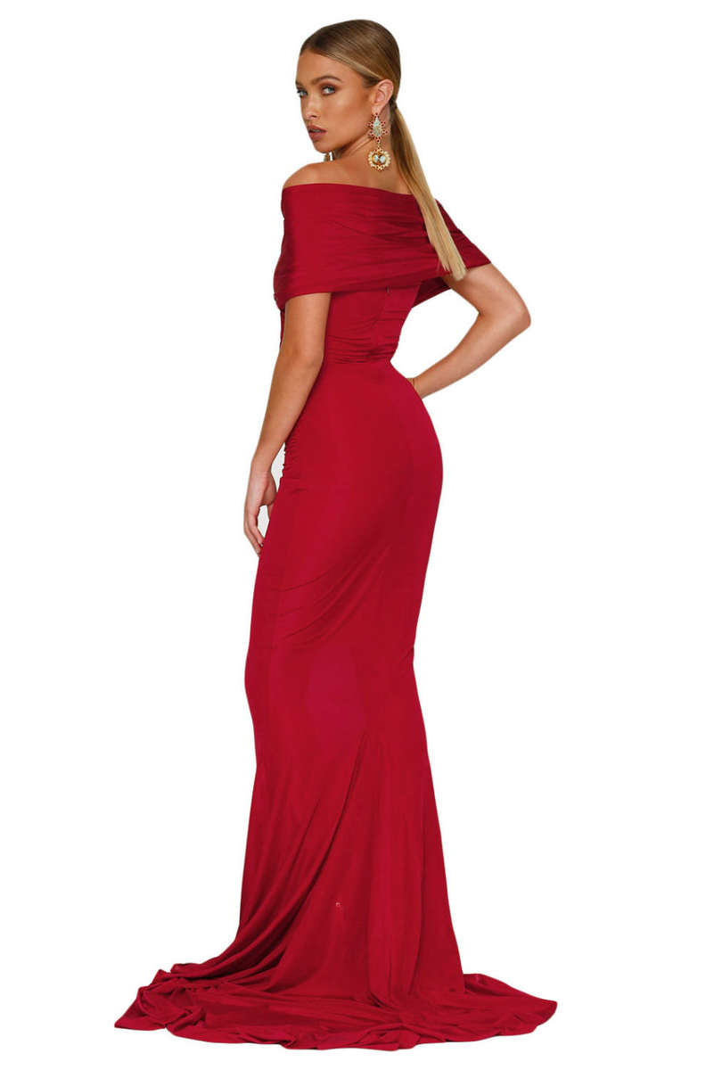 Red Off Shoulder Evening Dress