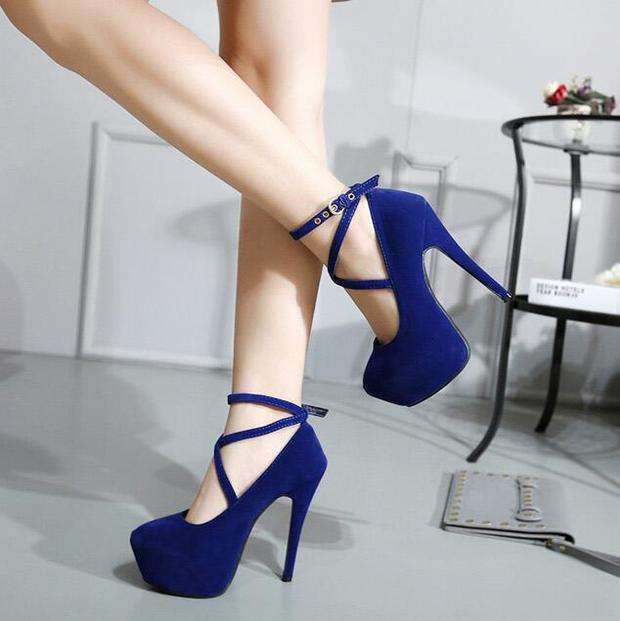 SHOES/WOMEN'S SHOES/PUMP SHOES/BLUE SHOES/STILETTO HEEL SHOES/SUEDE SHOES