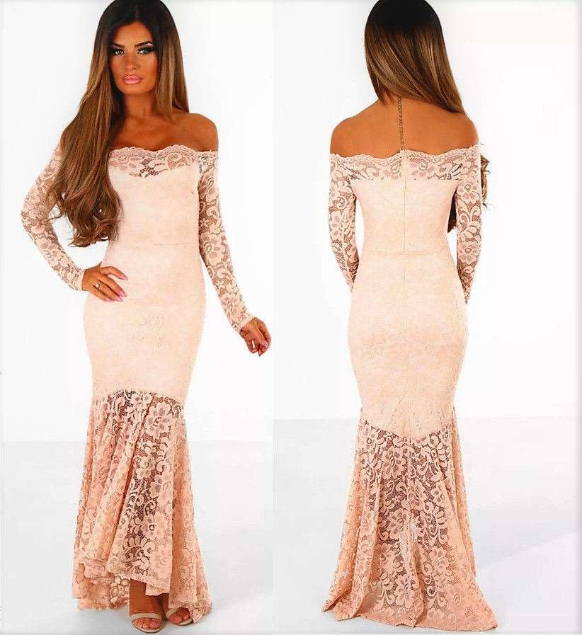 MAXI DRESS/PINK MAXI DRESS/LACE MAXI DRESS/OFF SHOULDER MAXI DRESS/PINK LACE EVENING MAXI DRESS