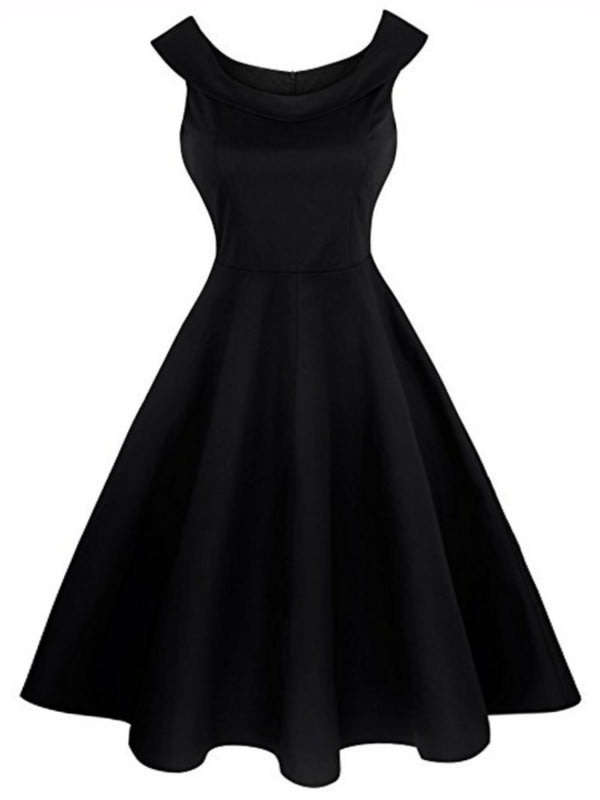 Black Formal Cocktail Swing Dress