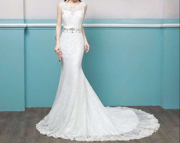 WEDDING DRESSES/WEDDING DRESS/WHITE WEDDING DRESS/SLEEVELESS WEDDING DRESS