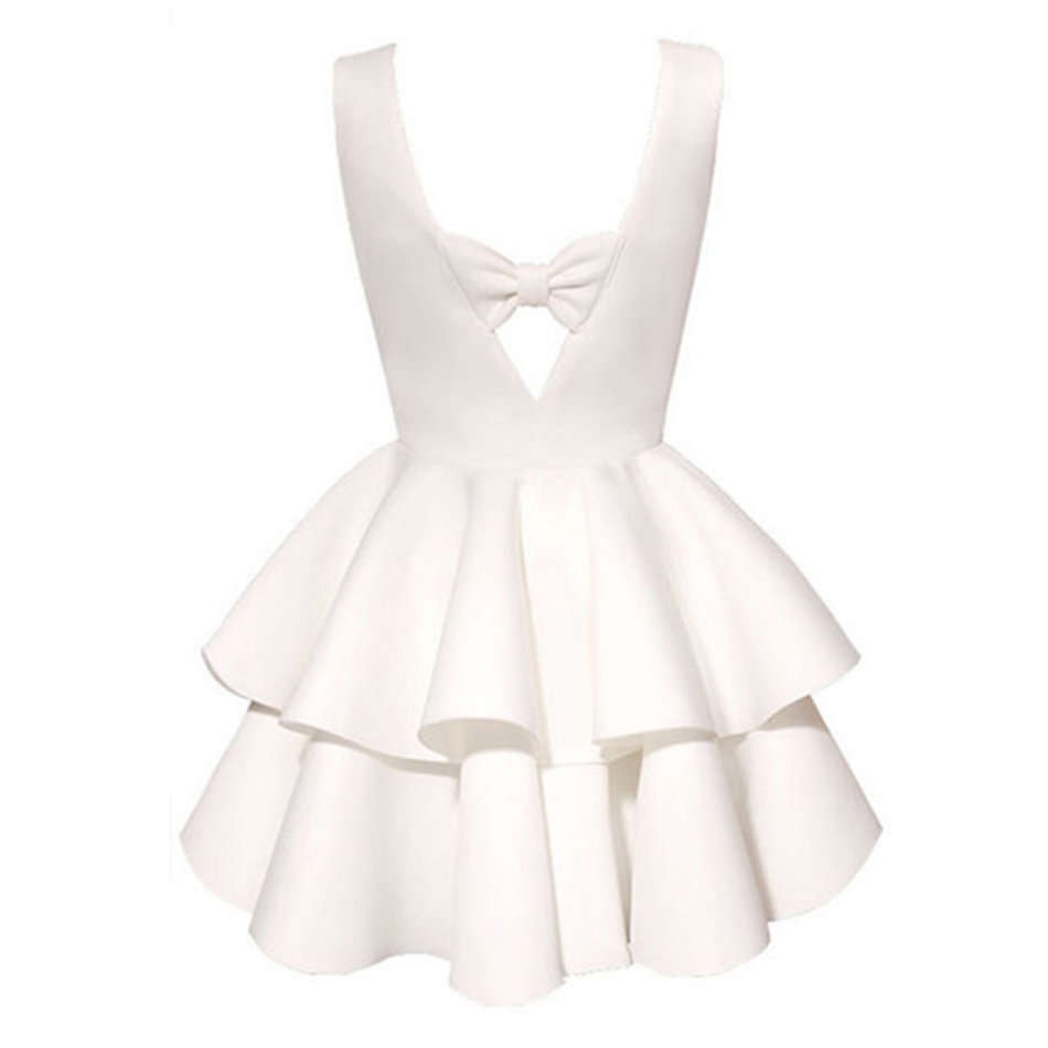 DRESSES/DRESS/MINI DRESS/WHITE DRESS/TIERED DRESS/SKATER DRESS/BOWKNOT DRESS/SEXY DRESS/PARTY DRESS