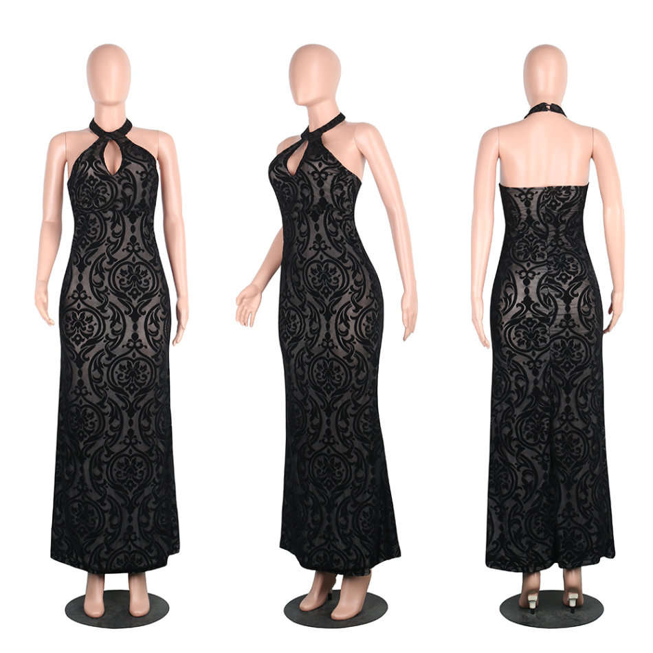 Halter Black Evening Dress
